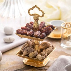 Two Tier Square Gold Color Serving Tray