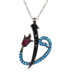 925 Sterling Silver Waw Design Necklace