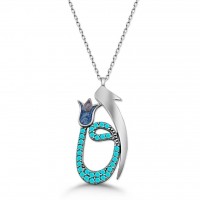925 Sterling Silver Waw - Elif Islamic Design Necklace