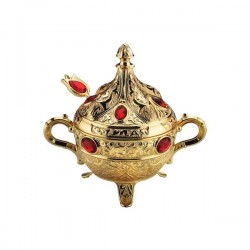 Gold Color Sugar Holder With Spoon