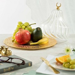 Gold Colour Large Glass Fruit Bowl