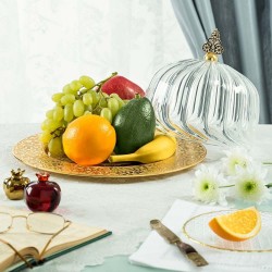 Gold Colour Turkish Style Large Glass Fruit Bowl