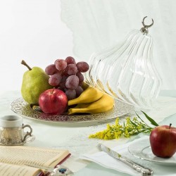 Silver Colour Large Glass Fruit Bowl