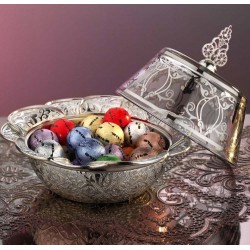 Silver Plated Authentic Snack Serving Bowl With Glass Lid