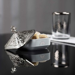 Silver Plated Square Porcelain Sugar,Delight  Bowl