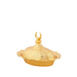 Small Gold Plated  Decorative Metal Sugar and Delight  Bowl