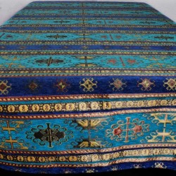 Authentic Blue Turkish Kilim Design Table Cloth