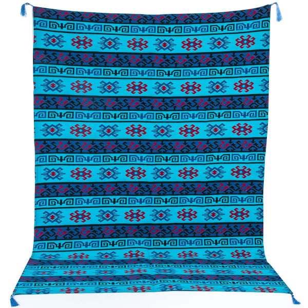 Authentic Turquoise Turkish Oushak Kilim Table Cloth