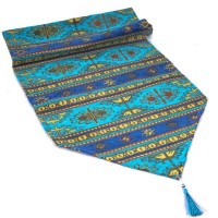 Turquoise Color Turkish Kilim Design Table Runner