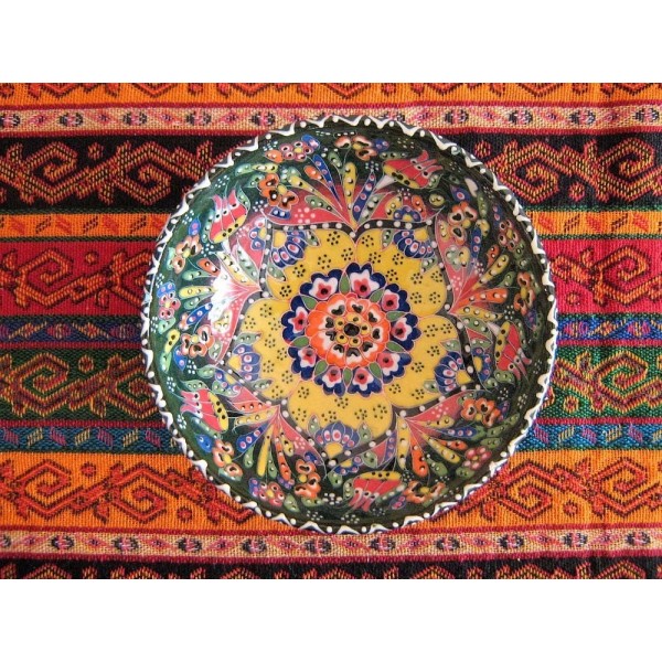 Green Turkish Handmade Iznik  Turkish Ceramic Bowl
