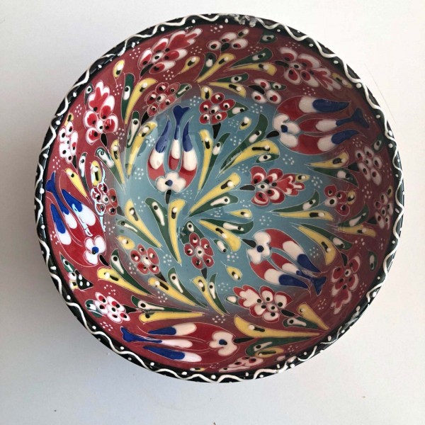 Red Turkish Ceramic Handmade Unique Bowl