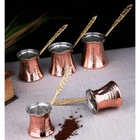 Copper Turkish Coffee Pots Set For Five Pcs