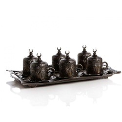 Antique Style Turkish  Coffee Set For Six People With Tray