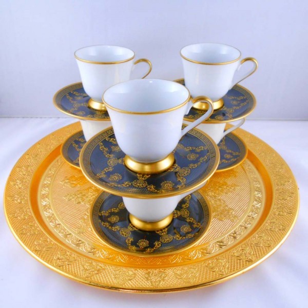 Black Saucers Model Bohemia Crystal Medium Size Coffee Set
