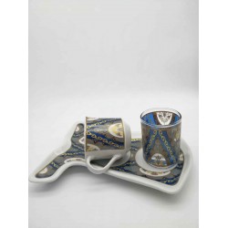 Blue Waves Caftan Design Coffee Set For One Person