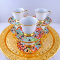 Bohemia Crystal Colorful Medium Size Turkish Coffee Set
