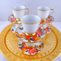 Bohemia Crystal Floral Pattern Coffee Cups Set