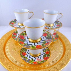 Bohemia Crystal Floral Pattern Medium Size Espresso Coffee Set