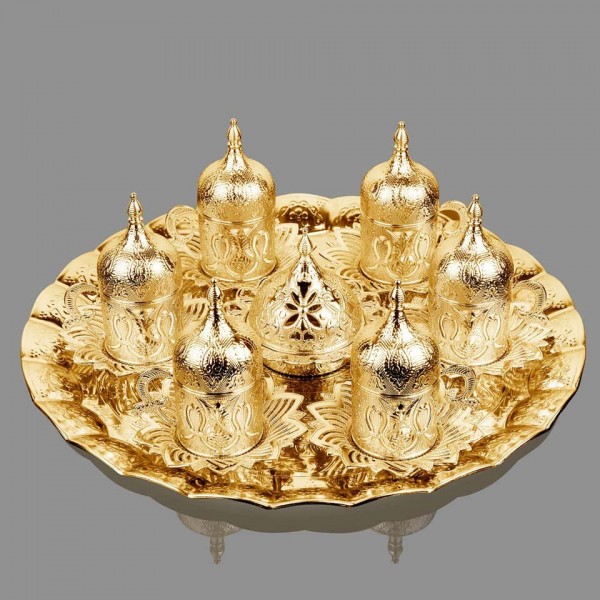 Busem Gold Color Coffee Set For Six Person