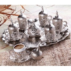 Busem Silver Color Coffee Set For Six Person