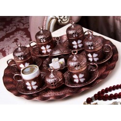 Copper Plated Turkish Coffee Set For Six Person