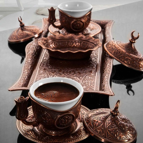 Copper Turkish Coffee Set For Two Person