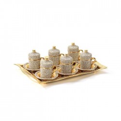 Crystal Stone Coated Unique Gold Color Coffee Cups Set