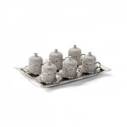 Crystal Stone Coated Unique Silver Color Coffee Cups Set