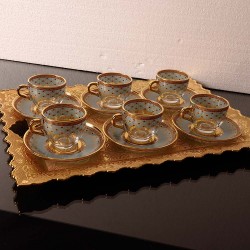 Ethnic-Turkish-Espresso Cups Set For Six Person  With Metal Tray