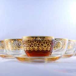 Expo Large Gold Plated Coffee Mugs -Tea Glasses For Six Person