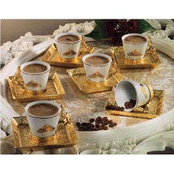 Gold Color Arabic Coffee Cups  Six Pieces