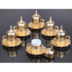Gold Color Coffee Cups Tulip Design Six Pieces