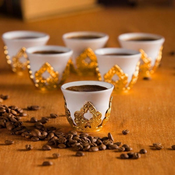 Golden Colour Turkish Coffee-Mırra Cups Six Pieces
