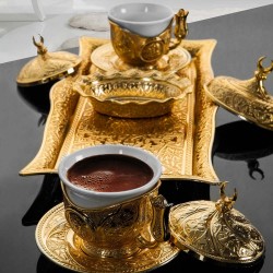 Golden Turkish,Espresso Coffee Set For Two Person