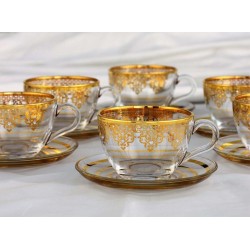 Large Gold Plated Coffee Mugs-Tea Glasses For Six Person