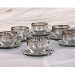 Large Silver Color Coffee Mugs-Tea Glasses For Six Person