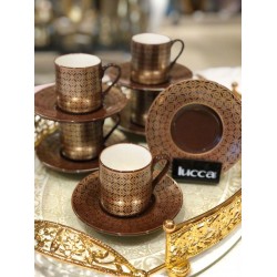 Lucca Porcelain Amber Coffee Set For Six Person