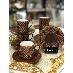 Lucca Porcelain Claudia Brown Coffee Set For Six Person