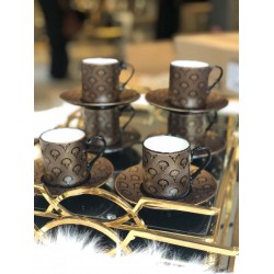 Lucca Porcelain Petunya Coffee Set For Six Person