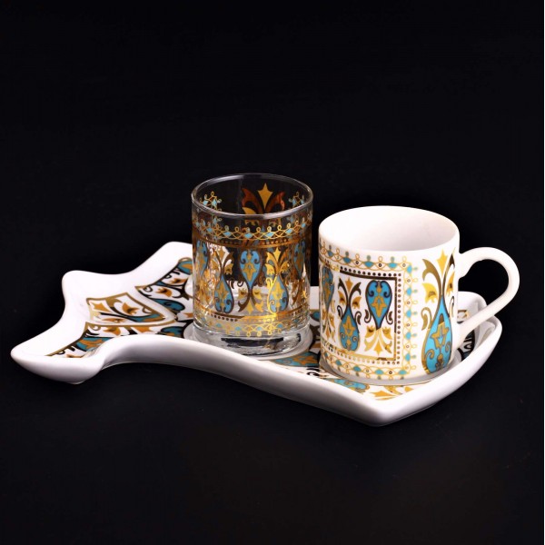 Middle Eastern Caftan Design Colorfull Coffee Set For One Person