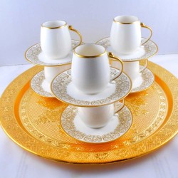 New Collection Porcelain Turkish Coffee - Espresso Set - Gold Painted Saucer