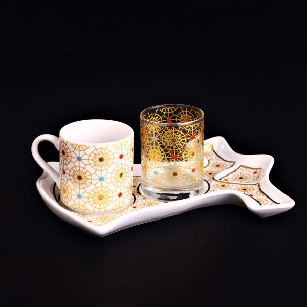 Ottoman Style Caftan Design Colorfull Coffee Set For One Person