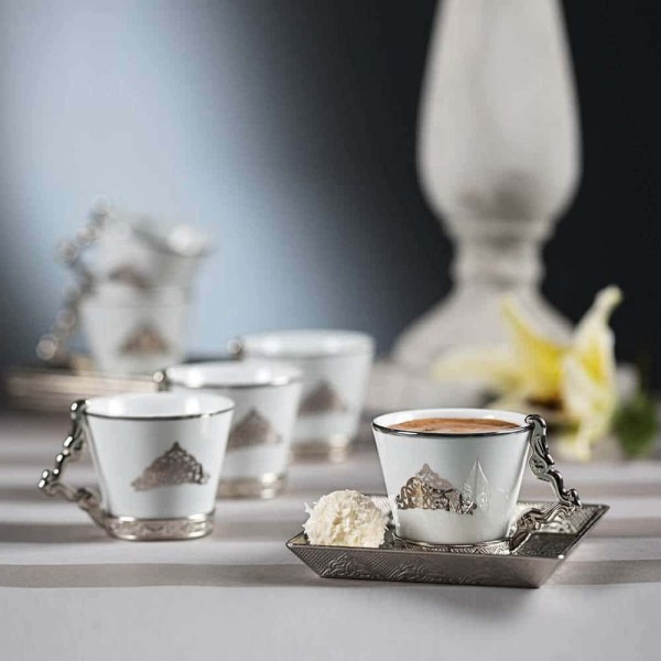 Silver  Arabic Coffee Cups  2 Pieces