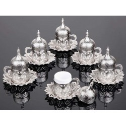 Silver Color Coffee Cups Tulip Design Six Pieces