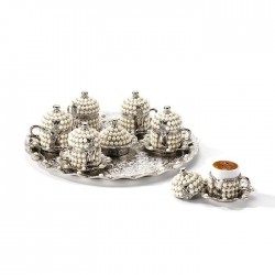 Silver Color Pearl Coated Unique Coffee Cups Set