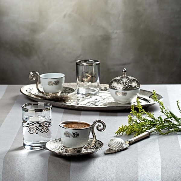 Silver Demitasse Coffee Cups Set