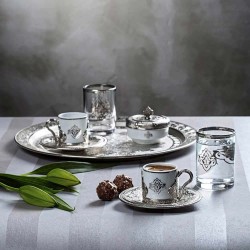 Silver Espresso  Coffee Set Cups Set For Two With Glasses
