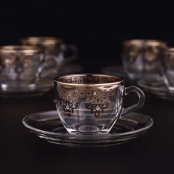 Silver Espresso Size Turkish Coffee Cups Set For Six Person