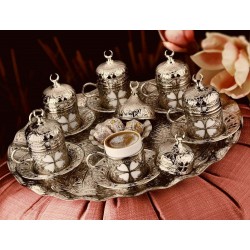 Silver Plated Turkish Coffee Set For Six Person