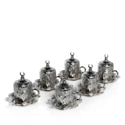 Silver Turkish Coffee Cups Tulip Design Six Pieces